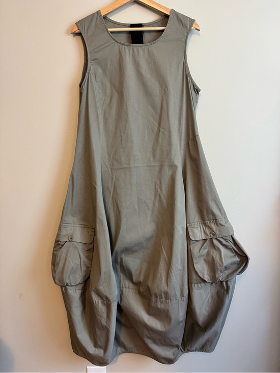Rundholz Dresses & Skirts - Rundholz Avant-Garde Balloon Cargo Pocket Dress Khaki Gray XL Lagenlook